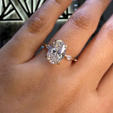 14K Gold 3.50 Lab Grown Oval Diamond Station Marquise Engagement Ring