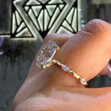 14K Gold 3.50 Lab Grown Oval Diamond Station Marquise Engagement Ring