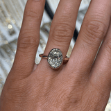 14K Two Tone Gold Eight Prong Lab Grown Oval Diamond Bezel Solitaire Engagement Ring
