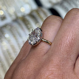 14K Two Tone Gold Eight Prong Lab Grown Oval Diamond Bezel Solitaire Engagement Ring