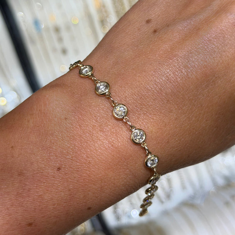 14K Gold Lab Grown Diamond Bezel Bracelet
