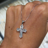14K Gold Lab Grown Hexagon Cut Diamond Cross Pendant