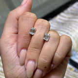 14K Gold Lab Grown Emerald Cut Basket Set Diamond Stud Earrings