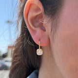 14K Gold Lab Grown Cushion Diamond Bezel Huggie Earrings