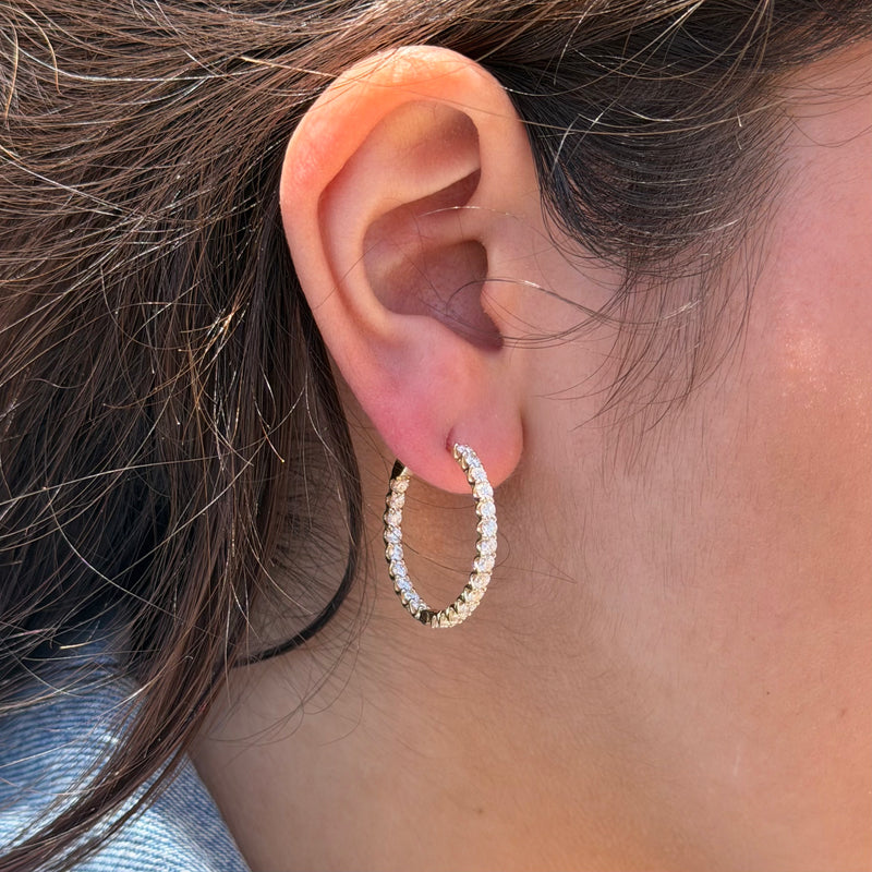 14K Gold Lab Grown Diamond U Prong Hoop Earrings