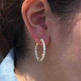 14K Gold Large Lab Grown Diamond U Prong Hoop Earrings