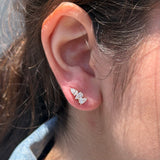 14K Gold Lab Grown Diamond Three Pear Cluster Stud Earrings