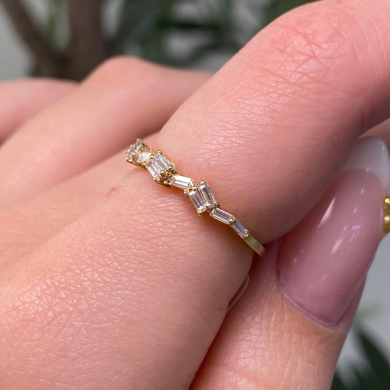 14K Gold Single and Duo Diamond Baguette Band