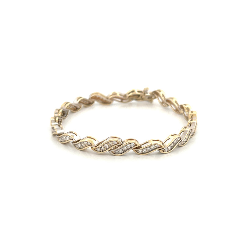 14K Gold Wavy Channel Diamond Bracelet