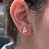 14K Gold Lab Grown Tri Stone Cluster Diamond Stud Earrings