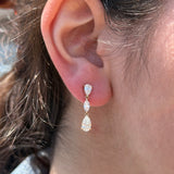 14K Gold Lab Grown Diamond Pear and Marquise Dangle Stud Earrings