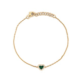 14K Gold Heart Malachite Diamond Bracelet
