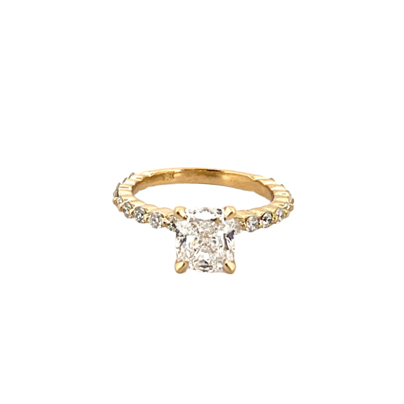 14K Gold 2.00 Carat Natural Cushion Diamond Single Prong Engagement Ring