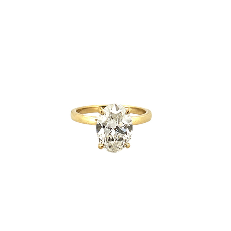 14K Gold 3.00 Carat Oval Lab Grown Diamond Solitaire Engagement Ring