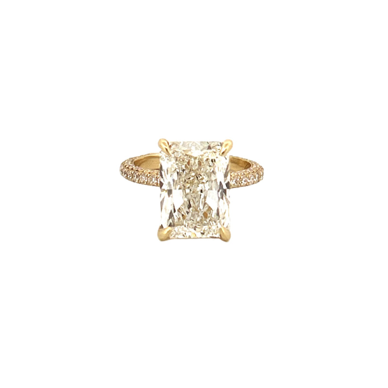 14K Gold 5.00 Carat Radiant Lab Grown Diamond Double Under Halo 3D Engagment Ring