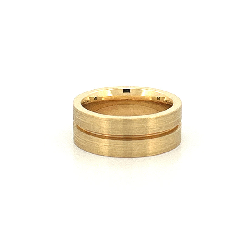 14K Gold Mens Center Groove Band