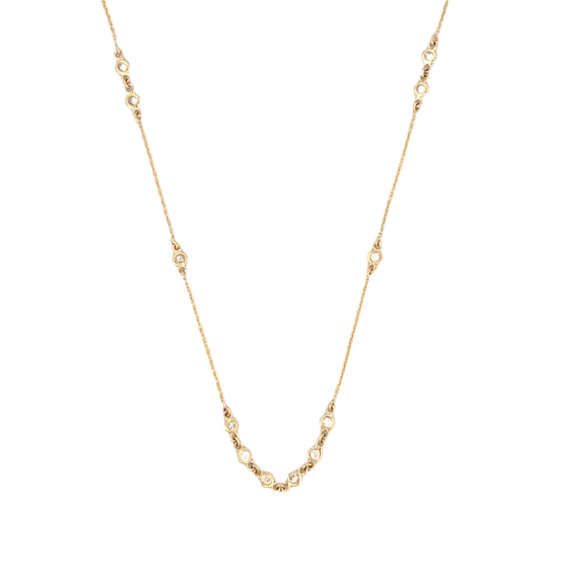 14K Gold Diamond Bezel Station Necklace