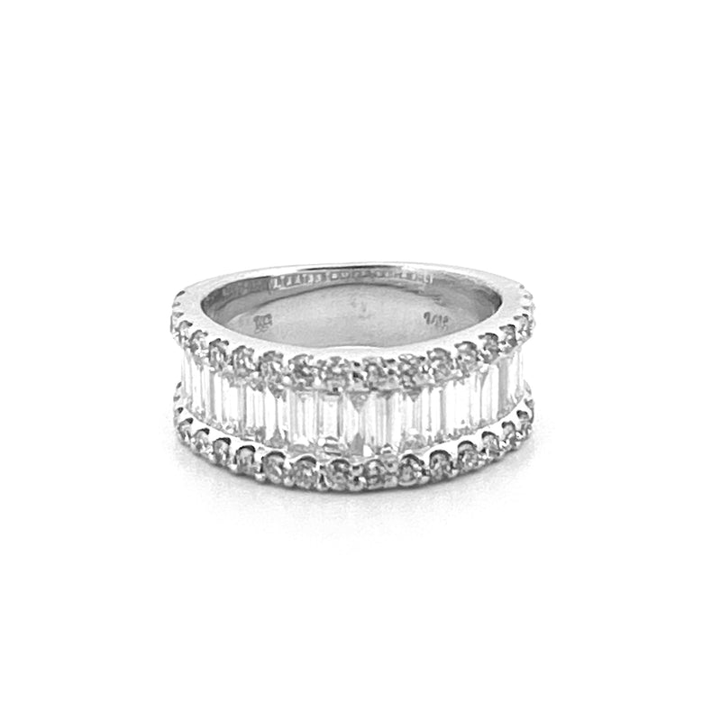 14K Gold 2.00 Carat Baguette and Round Row Wedding Band