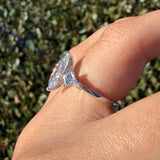 14K Gold Three Stone Lab Marquise and Kite Engagement Ring