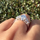 14K Gold Three Stone Lab Marquise and Kite Engagement Ring