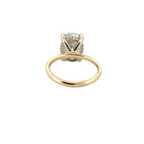 14K Two-Tone Gold 4.00 Carat Oval Lab Grown Diamond Under Halo Solitaire Engagement Ring