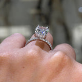 14K Gold Lab Grown Elongated Cushion Diamond Bowtie Under Halo Engagement Ring