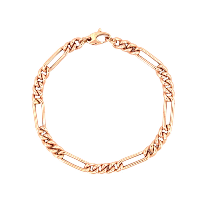 14K Gold 5.4MM Hollow Figaro Bracelet