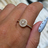 14K Gold Round Shape Diamond Cluster Ring