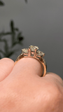 14K Two-Tone Gold 1.10 Carat Natural 3 Stone Round Cut Diamond Basket Engagement Ring