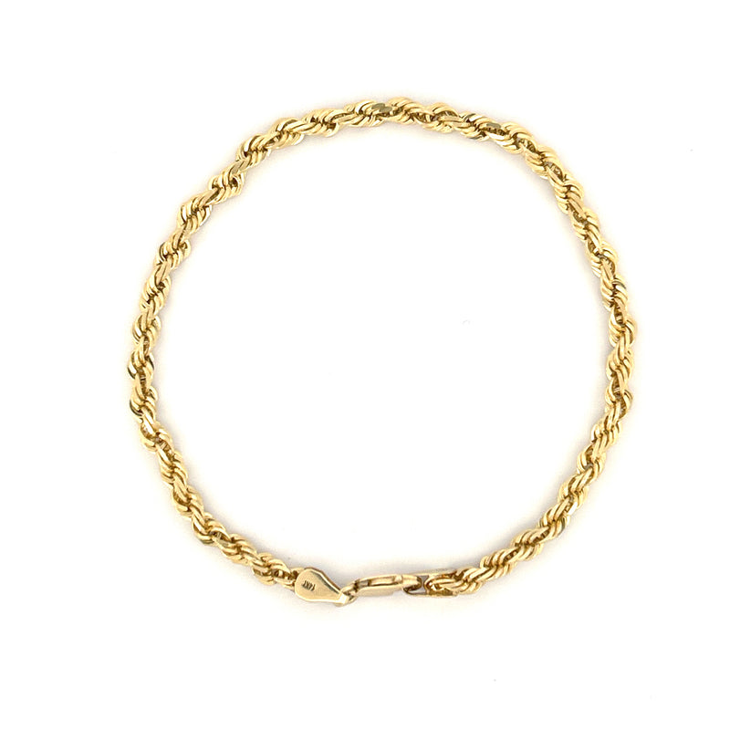 14K Yellow Gold Rope Chain Bracelet