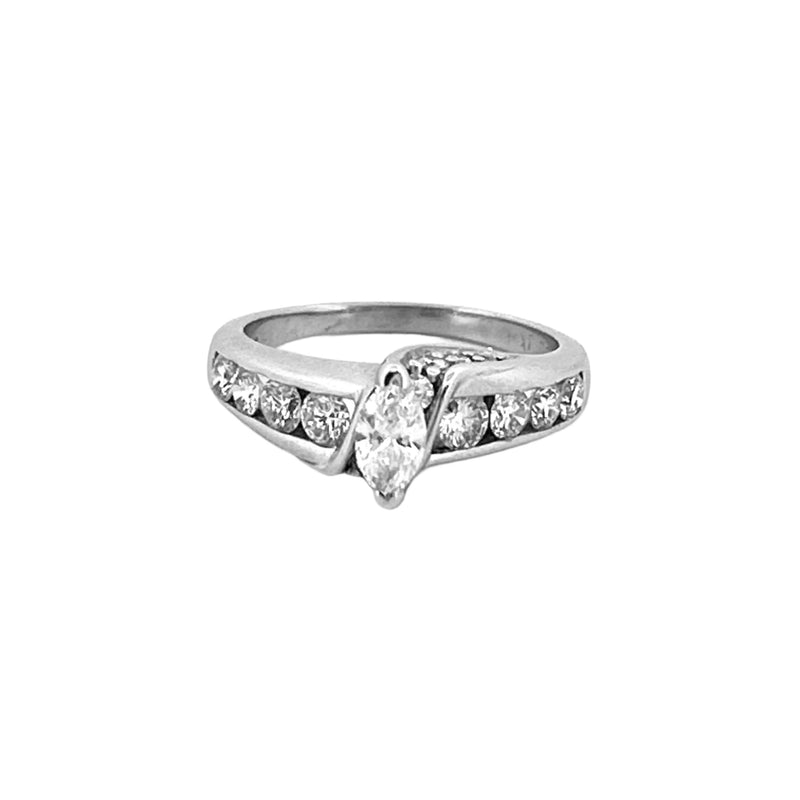 14K Gold Marquise Diamond Channel Set Engagement Ring