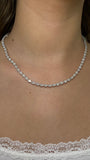 14K Gold Lab Grown 21.00 Carat Sideways Pear Diamond Tennis Necklace