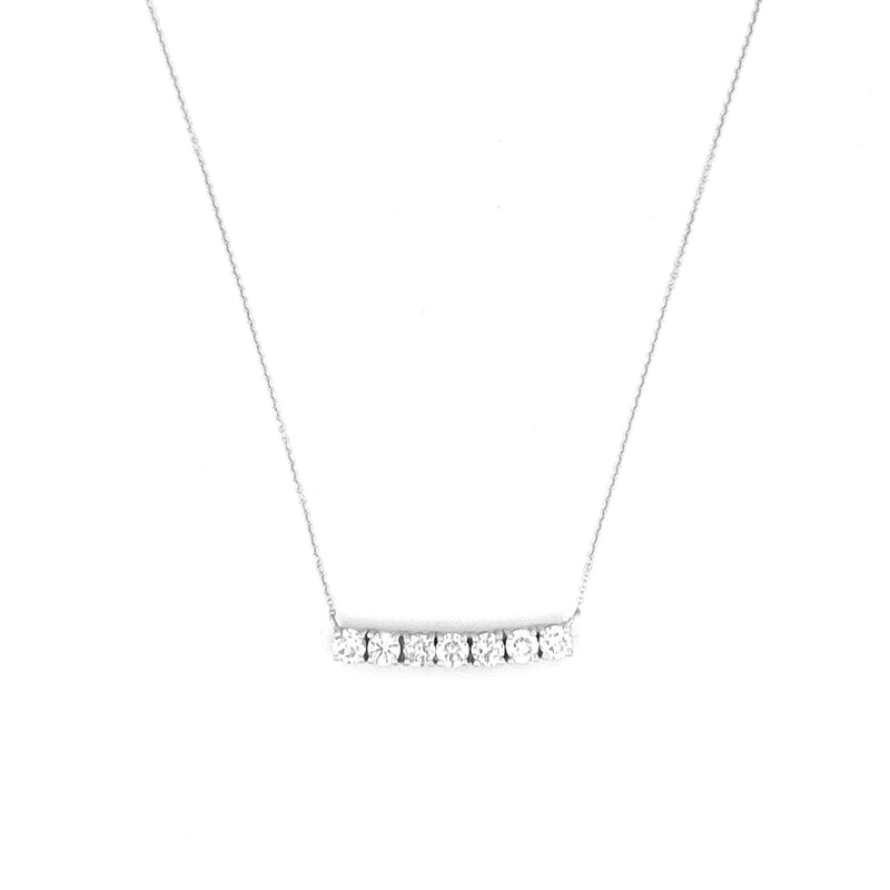 14K Gold 7-Stone Diamond Basket Set Necklace