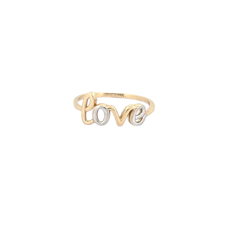 14K Two-Tone Gold Cursive Love Band
