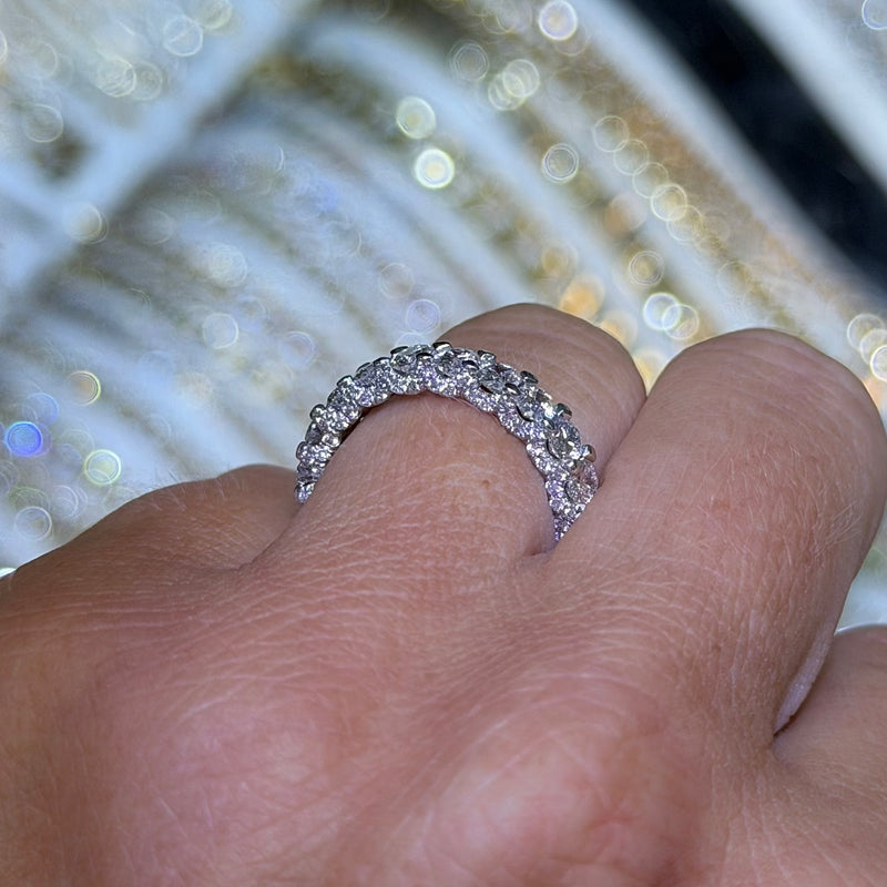 14K Gold Natural Diamond U Prong 3/4s Band