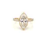 14K Gold 3.00 Carat Lab Grown Marquise Diamond 6-Prong Under Halo Engagement Ring