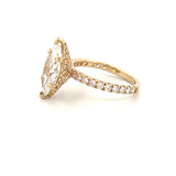 14K Gold 3.00 Carat Lab Grown Marquise Diamond 6-Prong Under Halo Engagement Ring