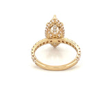 14K Gold 3.00 Carat Lab Grown Marquise Diamond 6-Prong Under Halo Engagement Ring