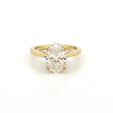 14K Gold 3.00 Carat Lab Grown Oval Diamond Cathedral Under Halo Engagement Ring