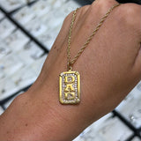 14K Gold Dad Diamond ID Pendant