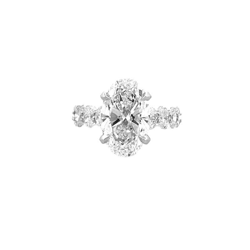14K Gold 5.50 Carat Lab Grown Oval Diamond Oval Setting Under Halo Engagement Ring
