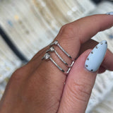 14K Gold Multi Row Curved Round Bezel V Diamond Band