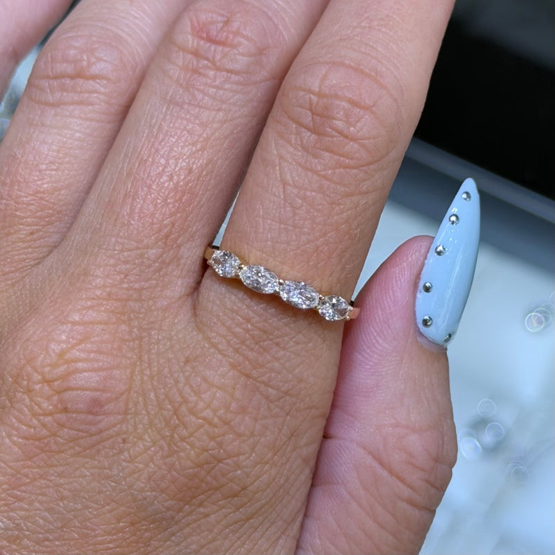 14K Gold Quarter Oval Diamond Band
