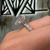 14K Gold 4.50 Carat Lab Grown Oval U Prong and Under Halo Engagement Ring