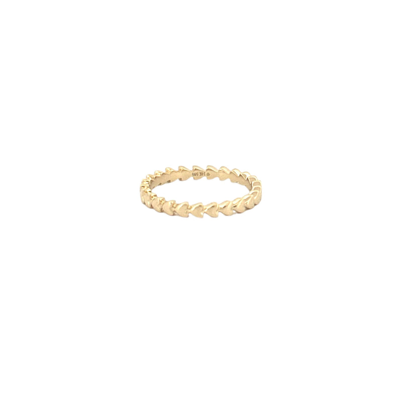 14K Gold Connected Heart Link Ring