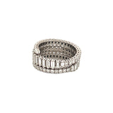 14K Gold Fully Adjustable Baguette and Round Diamond Flexible Band