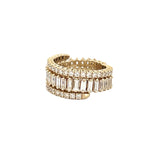 14K Gold Fully Adjustable Baguette and Round Diamond Flexible Band