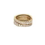 14K Gold Fully Adjustable Baguette and Round Diamond Flexible Band