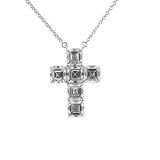 14K Gold Lab Grown Asscher Cut Diamond Cross Pendant