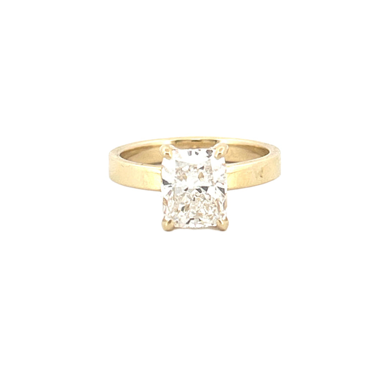 14K Gold Lab Grown 3.00 Carat Elongated Cushion Diamond Under Halo and 3MM Solitaire Engagement Ring